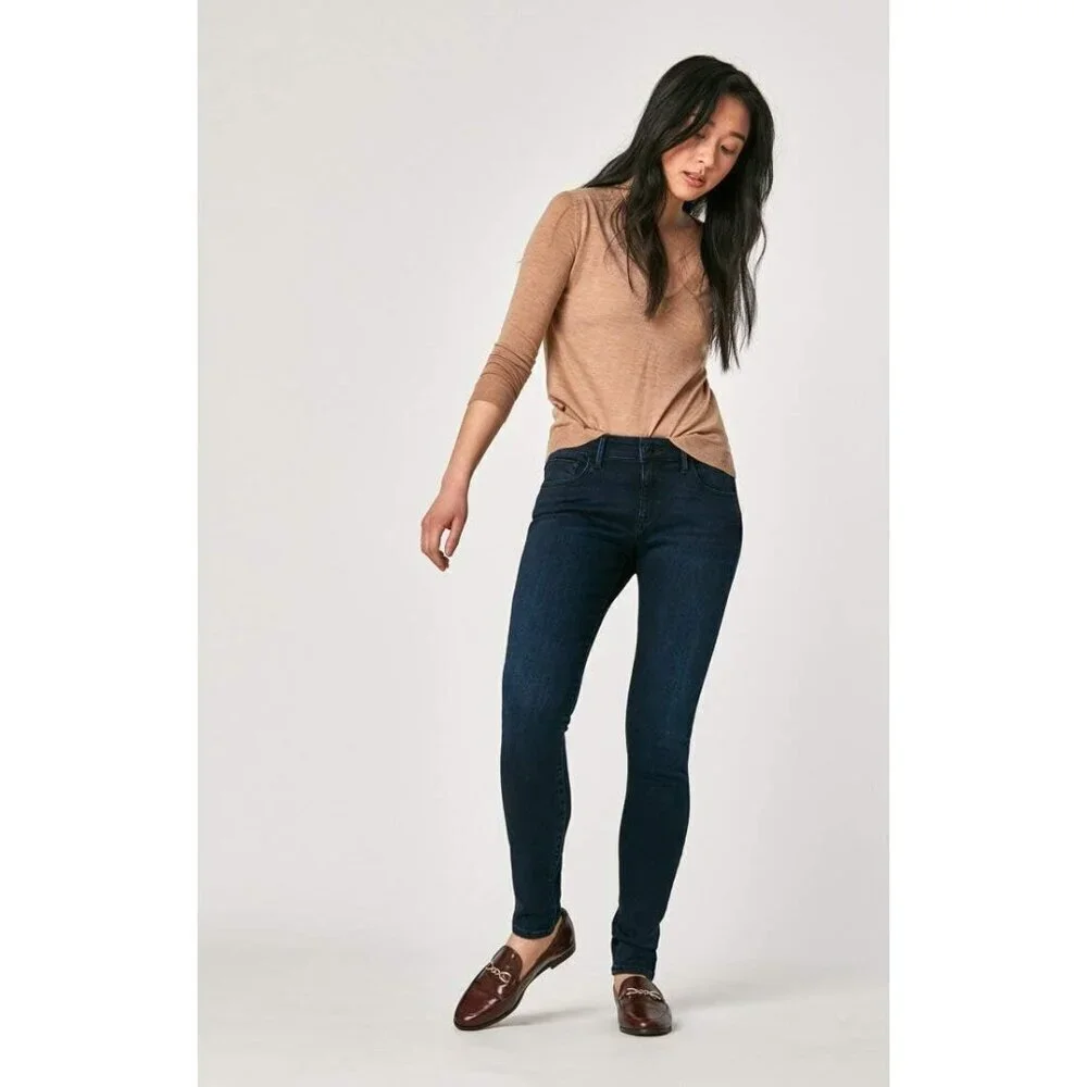 Women's Mid-Rise Skinny Jeans Cotton Elastane Versatile Casual Wear